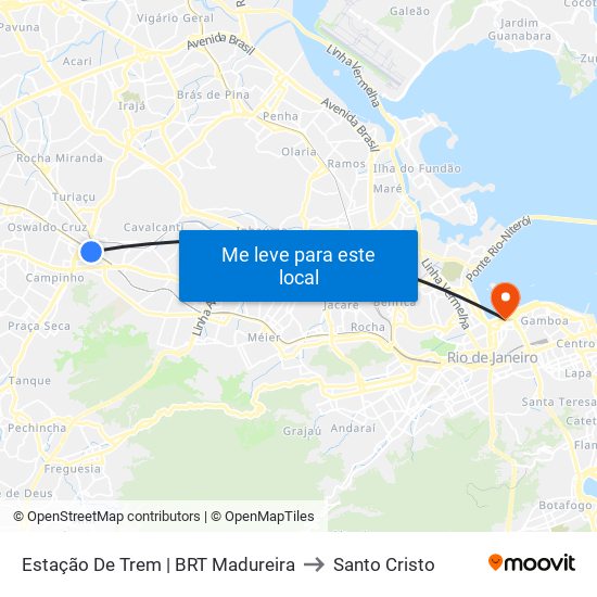Estação De Trem | BRT Madureira to Santo Cristo map