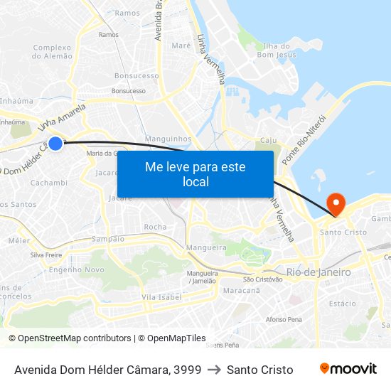 Avenida Dom Hélder Câmara, 3999 to Santo Cristo map