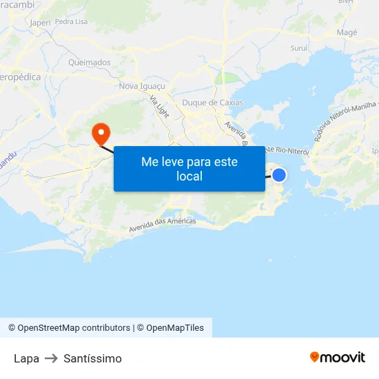 Lapa to Santíssimo map