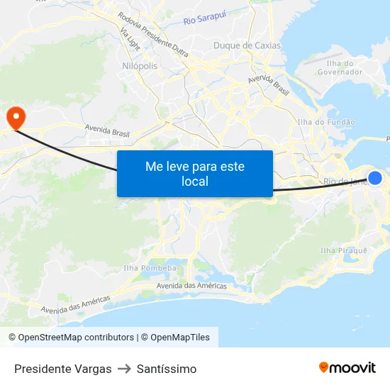 Presidente Vargas to Santíssimo map