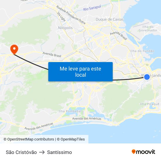 São Cristóvão to Santíssimo map