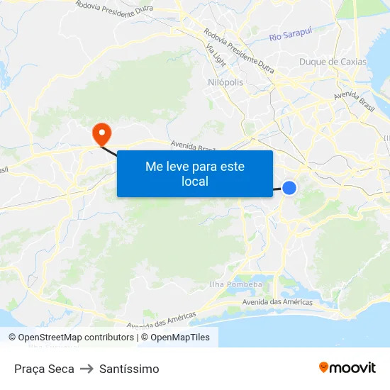 Praça Seca to Santíssimo map