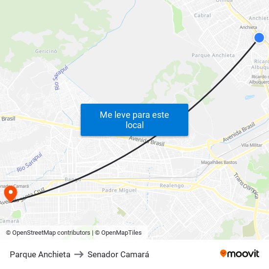 Parque Anchieta to Senador Camará map