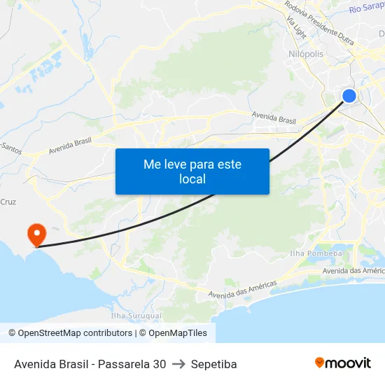 Avenida Brasil - Passarela 30 to Sepetiba map