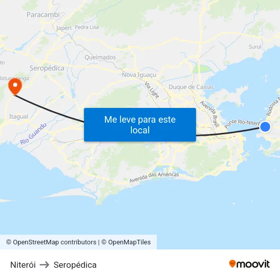 Niterói to Seropédica map