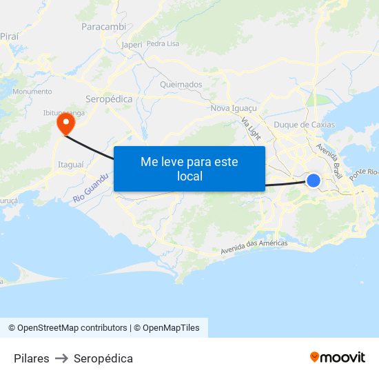 Pilares to Seropédica map