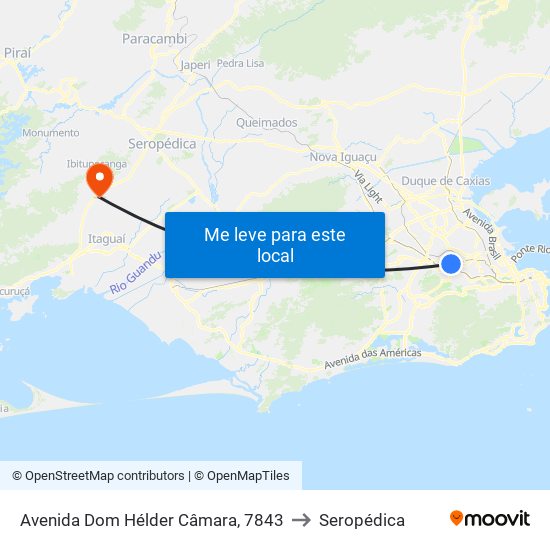 Avenida Dom Hélder Câmara, 7843 to Seropédica map