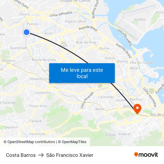 Costa Barros to São Francisco Xavier map