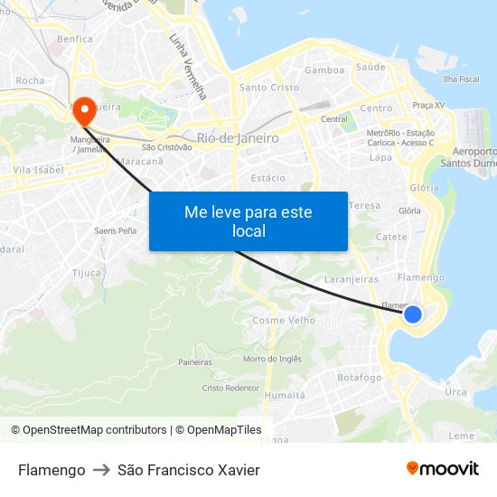 Flamengo to São Francisco Xavier map