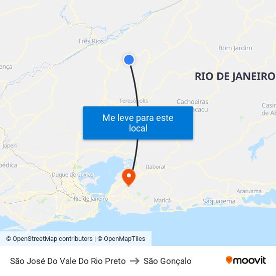 São José Do Vale Do Rio Preto to São Gonçalo map