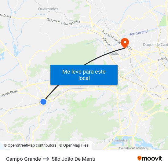 Campo Grande to São João De Meriti map