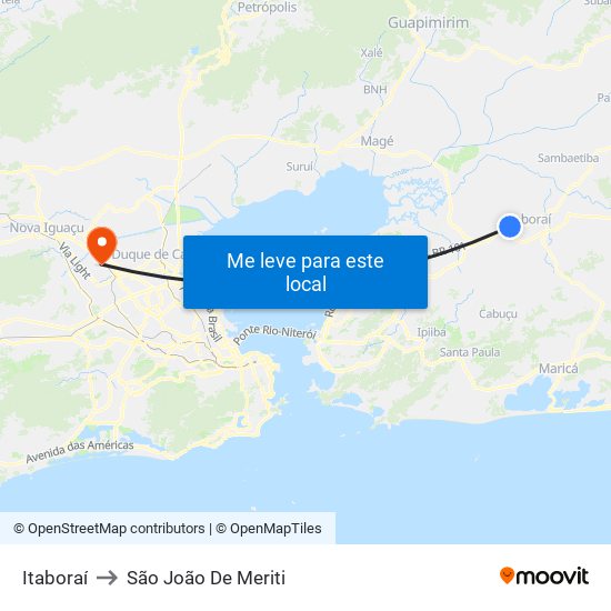 Itaboraí to São João De Meriti map