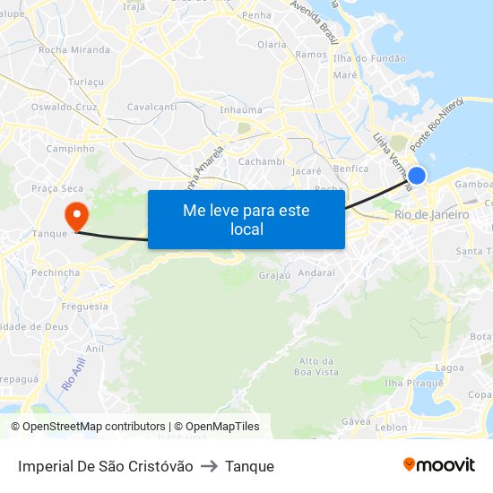Imperial De São Cristóvão to Tanque map