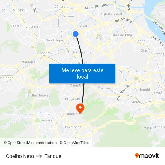 Coelho Neto to Tanque map