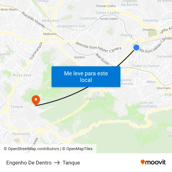 Engenho De Dentro to Tanque map
