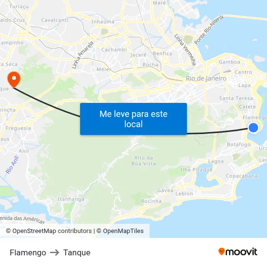 Flamengo to Tanque map