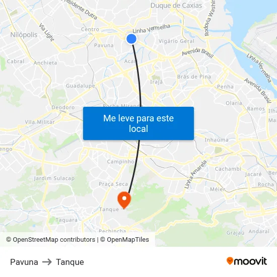 Pavuna to Tanque map