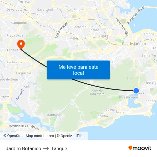 Jardim Botânico to Tanque map