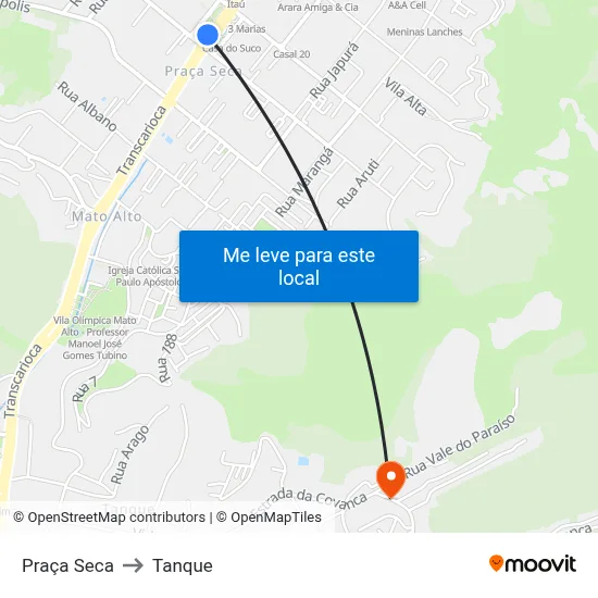 Praça Seca to Tanque map