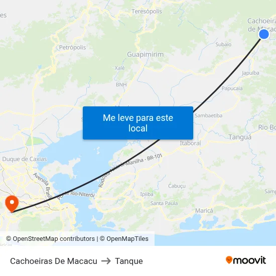 Cachoeiras De Macacu to Tanque map