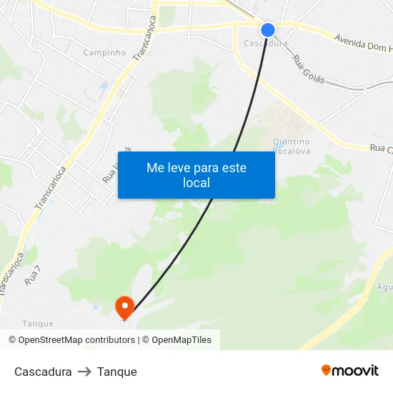 Cascadura to Tanque map