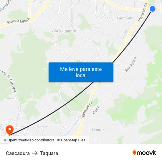 Cascadura to Taquara map