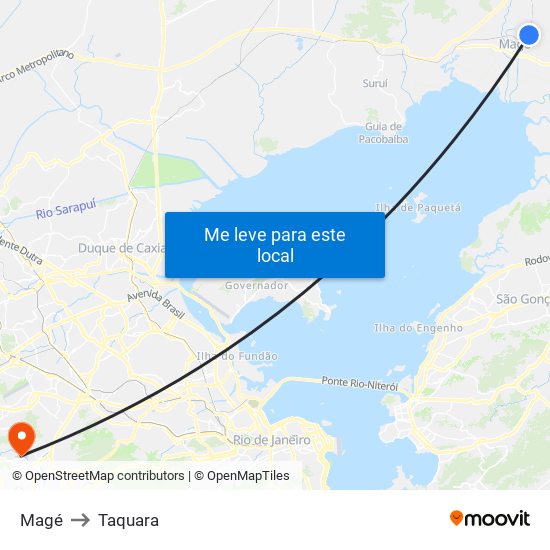 Magé to Taquara map