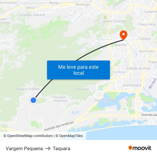 Vargem Pequena to Taquara map