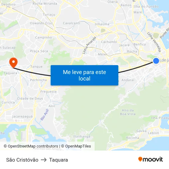 São Cristóvão to Taquara map