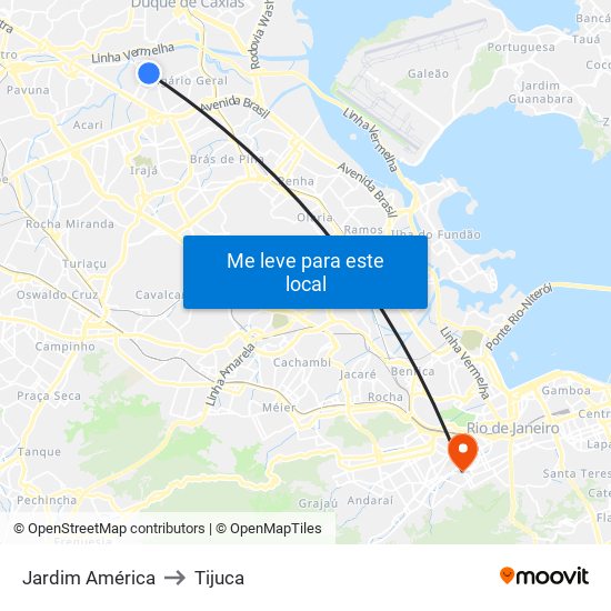 Jardim América to Tijuca map