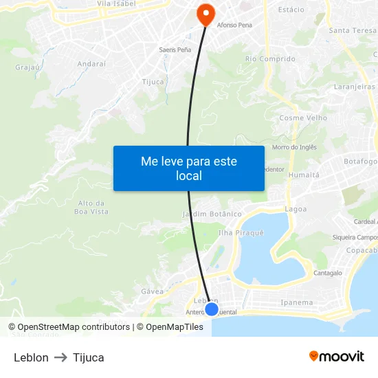 Leblon to Tijuca map