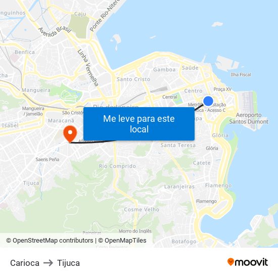 Carioca to Tijuca map