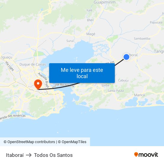 Itaboraí to Todos Os Santos map