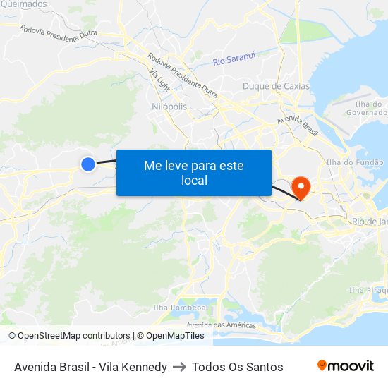 Avenida Brasil - Vila Kennedy to Todos Os Santos map