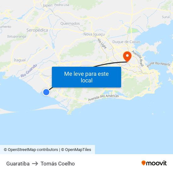 Guaratiba to Tomás Coelho map