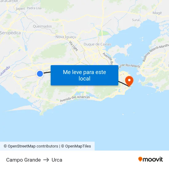 Campo Grande to Urca map