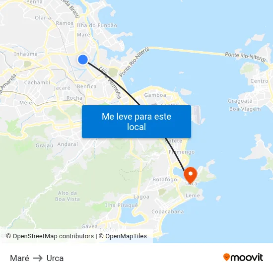 Maré to Urca map