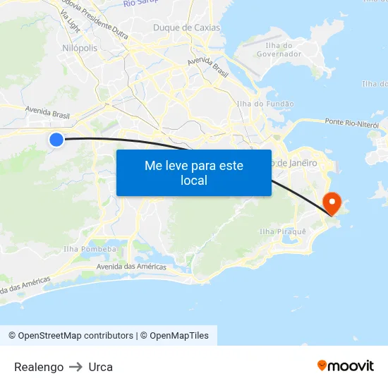 Realengo to Urca map