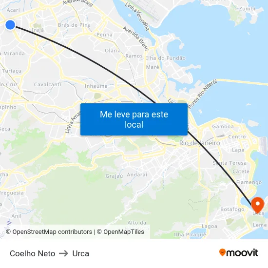Coelho Neto to Urca map
