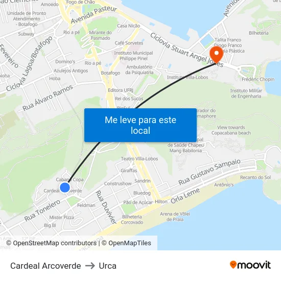 Cardeal Arcoverde to Urca map
