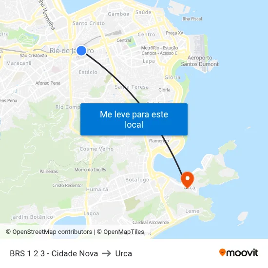 BRS 1 2 3 - Cidade Nova to Urca map