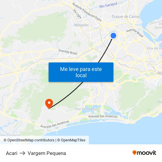 Acari to Vargem Pequena map