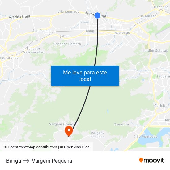 Bangu to Vargem Pequena map