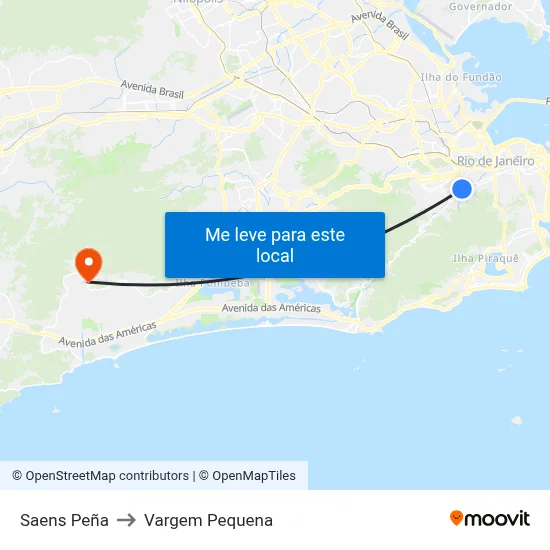Saens Peña to Vargem Pequena map