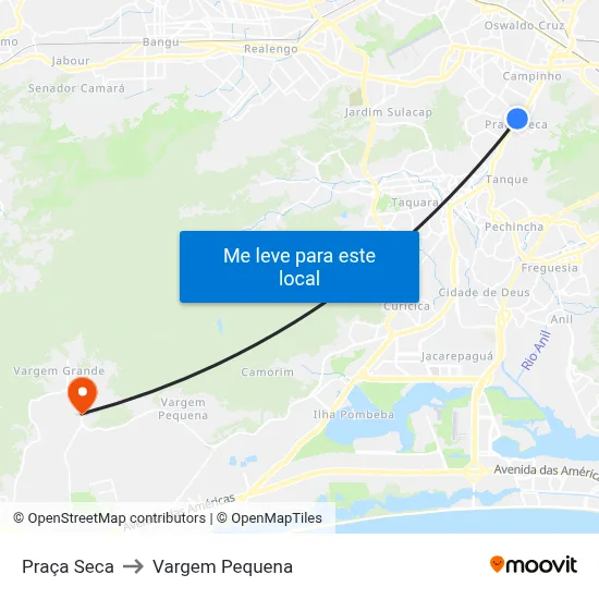 Praça Seca to Vargem Pequena map