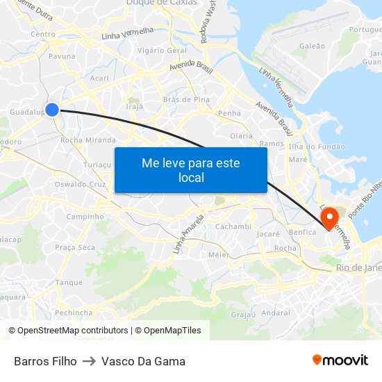 Barros Filho to Vasco Da Gama map