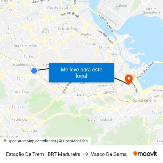 Estação De Trem | BRT Madureira to Vasco Da Gama map