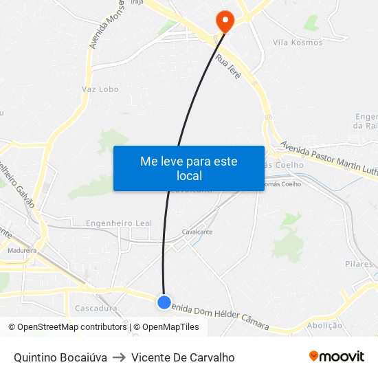 Quintino Bocaiúva to Vicente De Carvalho map