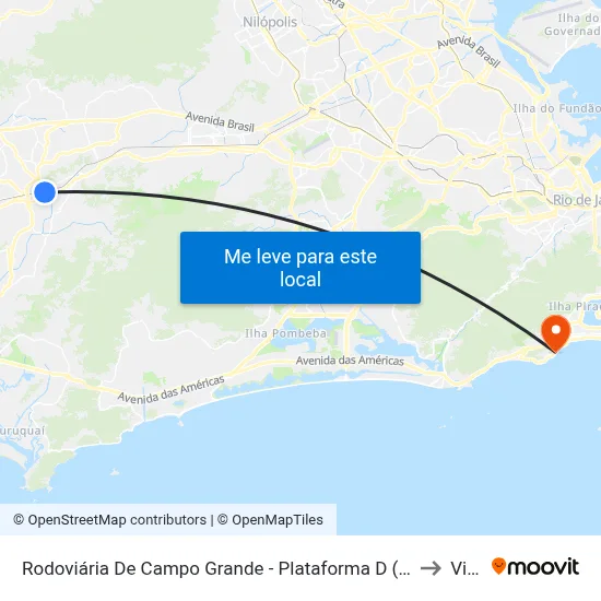 Rodoviária De Campo Grande - Plataforma D (Campo Grande E Jabour - Executivo) to Vidigal map