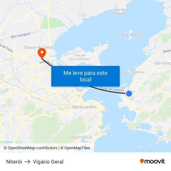 Niterói to Vigário Geral map